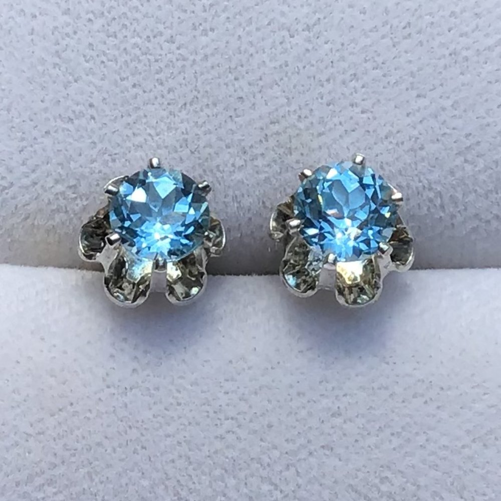 Sparkling Silver & Blue CZ Earrings